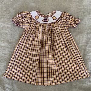 LSU purple and gold smocked dress